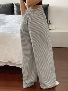 Livesso 休闲条纹抽绳宽松居家舒适长裤，睡衣，秋冬款 - 藍色 - 查看 2