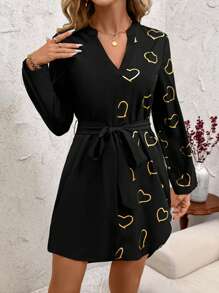 SHEIN Clasi Women's Golden Short Dress For New Year And Valentine's Day