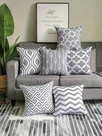 1 pieza Funda de almohada con patrón geométrico contemporáneo, Funda de cojín de lino para sala de estar, dormitorio, pasillo, sofá, decoración de cama, impresión de un solo lado, cierre con cremallera, lavable a máquina, decoración de otoño, decoración de otoño, decoración de habitación