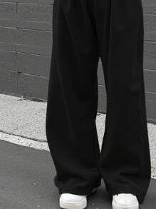 Manfinity Dauomo 男士松紧腰宽松阔腿休闲运动裤 - 黑色 - 查看 3