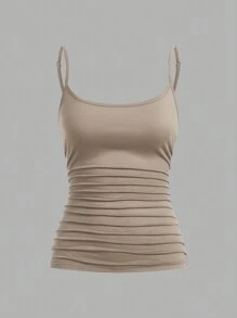 SHEIN EZwear Multicolor Knit Ruched Casual Tank Top For Women - Multicolor - View 9