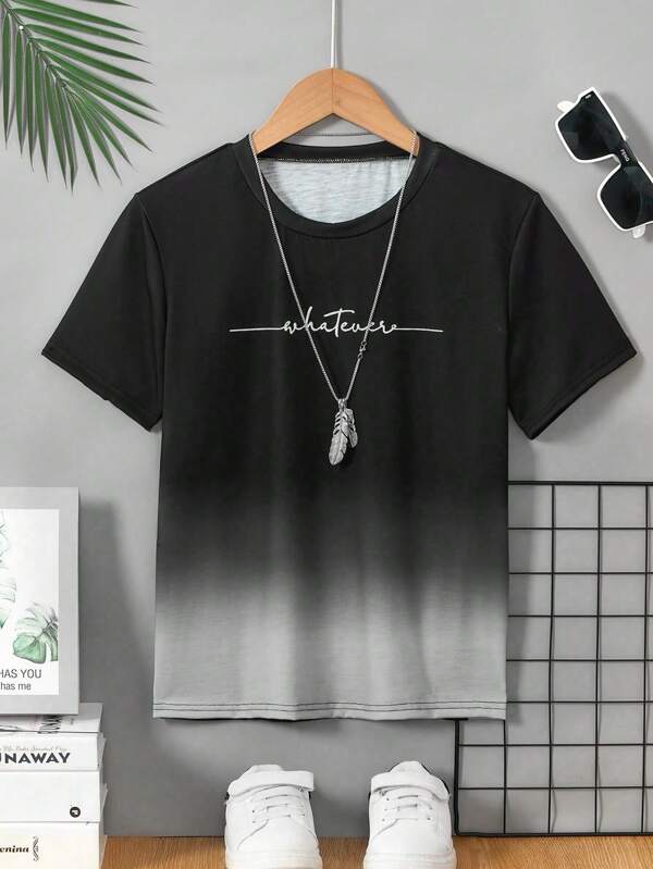 Casual & Comfortable Gradient Color Short Sleeve T-Shirt For Teenage Boys
