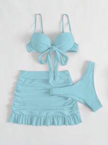 Swim Mod 前打結聚攏比基尼泳裝附沙灘裙