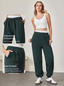 GLOWMODE 30'' Everyday Fleece Be Comfy Oversized Fit Adjustable Drawstring Waist Basic Joggers With Side Pockets Daily Casual - Mistle Toned - View 3