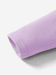 Cozy Pixies Baby Girl Floral Pattern Round Neck Drop Shoulder Sweatshirt And Skinny Pants 2pcs Set - Purple - View 6