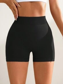 SHEIN Sport Studio Short deportivo para mujer con cintura fruncida, sexy, levantador, para yoga y fitness, elástico y cómodo. Short deportivo, short de gimnasio, short tipo bicicletista