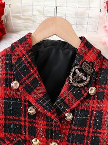 Set da 2 pezzi per giovani ragazze, composto da una giacca a quadri e una minigonna, in stile alla moda per l'autunno/inverno - Multicolore - Visualizzare 3