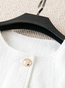 Franclia 白色优雅提花针织长袖大衣 - 白色 - 查看 4