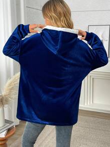 INAWLY Sudadera holgada con capucha y pelusa para mujer, informal y casual para otoño - azul real - Ver 2