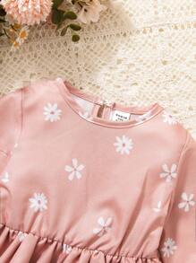 Body de manga larga con estampado floral, volantes y diseño elegante y casual para bebé niña, apto para primavera/verano/otoño - Naranja Coral - Ver 6
