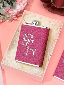 SHEIN 1 Stück 8oz Wein Flasche für Frauen, auslaufsichere Edelstahl Flasche mit glitzernder Beschichtung, tragbarer flacher Metall Weinflasche für Outdoor, geeignet für Bar, Grillen und Reisen, Aufbewahrungsbehälter, Raumdekoration, verwendbar für Wasser, Kaffee, Milch, Getränke usw., geeignet für Küche, Restaurant, Bar, Partys, Treffen, Hochzeiten, Geschenke für Freunde, Freundin, Vater, Weihnachten, Neujahr