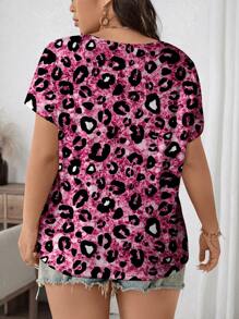 SHEIN Essnce 休闲宽松大码全身印花短袖 T 恤，适合大码女士，适合夏季