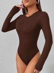 SHEIN PETITE Solid Slim Fit Spring Women Bodysuit