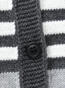 1 pezzo Cardigan maglia a costine, design a righe multicolore, comodo, classico collo a equipaggio, manica lunga, giacca casual e alla moda per autunno/inverno
