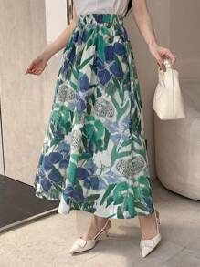 DAZY All-Over Print A-Line Elastic Waist Women Skirt Floral