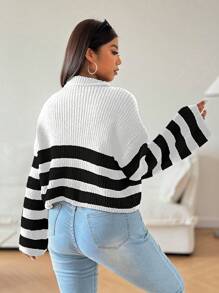 Calvaya Suéter tejido con medio cierre de cremallera, versátil para mujer, de estilo oversized, nuevo para otoño/invierno