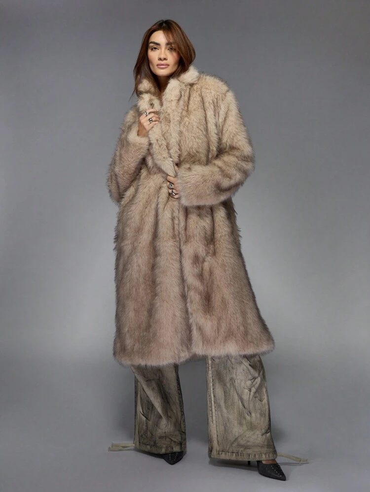 MISSGUIDED Long Length Faux Fur High Neck Coat｜MISSGUIDED