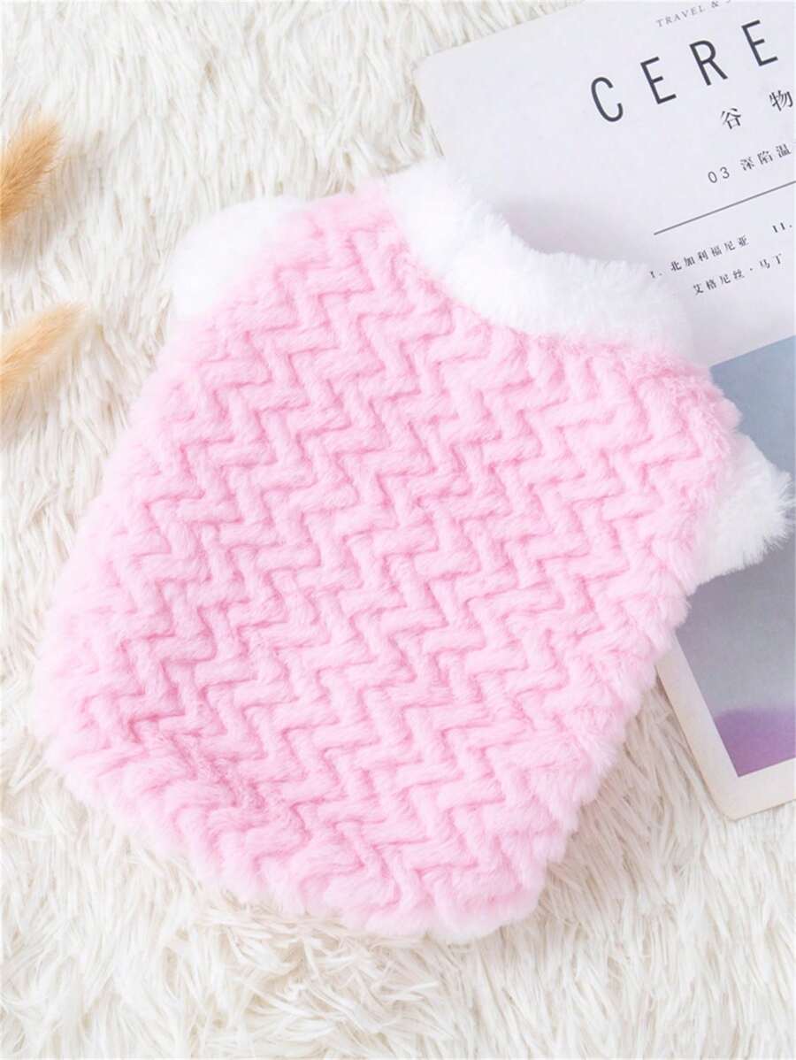 PETSIN 可爱粉色羊毛保暖宠物连帽衫，秋冬