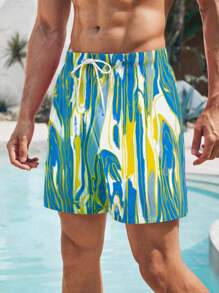 Surfspeed Men's Vacation Full Pattern Print Drawstring Waist Loose Beach Shorts,Hawaiian - Multicolor - View 4