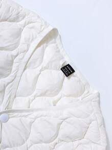 SHEIN EZwear 秋冬季轻质纯色羽绒夹克 - 白色 - 查看 4