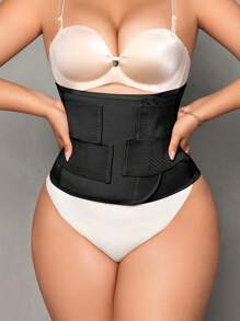 1pc Women's Breathable Slim Waist Trainer With Lumbar Support - Black - View 3