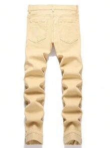 Manfinity Roughcore Men's Simple Fashionable Casual Everyday Denim Jeans - Apricot - View 2