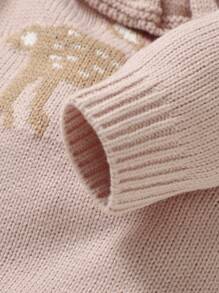 SHEIN Vintaside Kids Baby Girls Deer Jacquard Ruffle Collar Romper, Cute And Casual Overall Outfit For