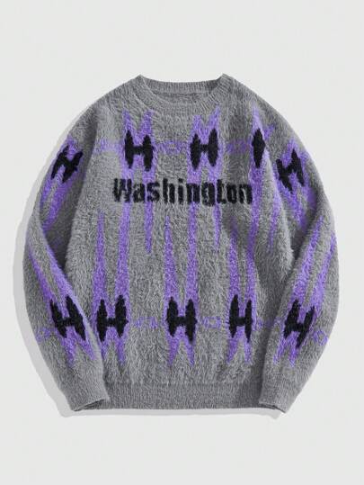 Street Life Pull col rond pied-de-poule rétro pour hommes, style hip-hop américain