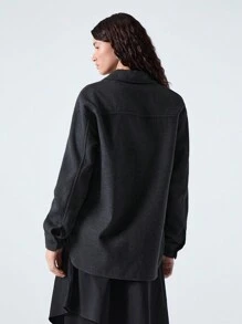 LYSMO Ramadan Women's Basic Shirt Style Jacket - Dark Grey - View 2