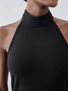 Chiquease Vintage French Style Halter Mini Dress, Little Black Dress, Elegant Open Back Fitted Dress, Mini Dress, New Year Attire - Black - View 5