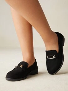 CUCCOO CURVES Plus Wide Fit Flat Thick Sole Black Loafer Shoes, Slip-On School/Casual Style, Suitable For All Seasons For Christmas And New Year Holiday Vibe Fall And Winter - Black - View 12