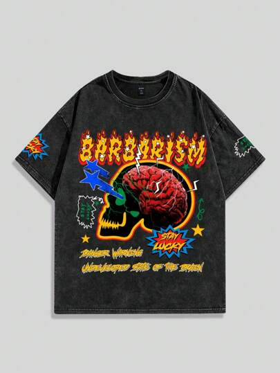 Street Life Herren Holografisch Engel Motiv Kurzarm T-Shirt, geeignet für lässigen Frühjahrs- und Sommerträgr