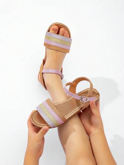 夏季新款时尚百搭女童平底凉鞋