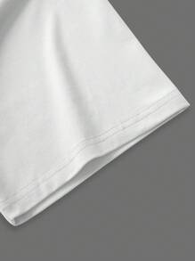 Manfinity LEGND Herren Große Größen Lässig T-Shirt mit Slogan Muster und Rundhalsausschnitt, Kurzarm - Weiss - Übersicht 4