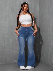 SHEIN CovetEZ Plus Size Denim Jeans, Casual & Fashionable For Everyday Wear - Blue - View 5