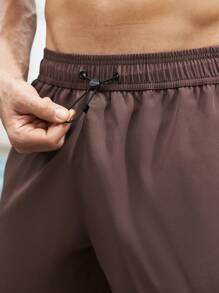 Manfinity Swimmode Men's Letter Printed Drawstring Waist Pocket Casual Beach Shorts