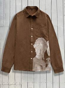 Manfinity EMRG Suede-Like Fabric Men's Long Sleeve Printed Shirt