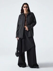 LYSMO Ramadan Women's Basic Shirt Style Jacket - Dark Grey - View 5