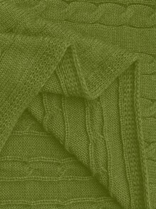 SHEIN LUNE 大码女式纯色蝙蝠袖针织毛衣连衣裙 - 綠色 - 查看 5