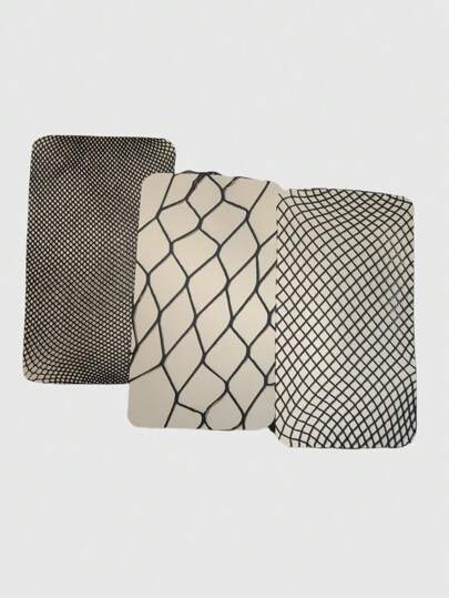 Goth 3 Paar Damen Feinmaschige, Mittelmaschige und Grobmaschige Schwarz Netzstrümpfe Kombination, Ganzjährig