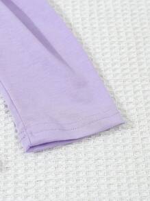 8 件套年轻女孩休闲舒适纯色松紧腰紧身裤 - 彩色 - 查看 5