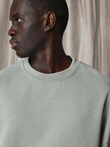 SUMWON Casual Raw Edge Cropped Sweatshirt Oversized Drop Shoulder Winter Streetwear Athletic Loungewear Cotton Blend Pullover Fall Spring Athleisure - Grey - View 4