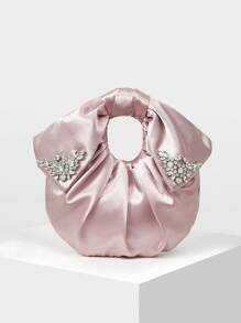 MOTF PREMIUM BOLSO CON ASA SUPERIOR FRUNCIDO CON DECORACIÓN DE LAZO ELEGANTE PARA MUJER, DÍA DE SAN VALENTÍN - Rosa - Ver 2
