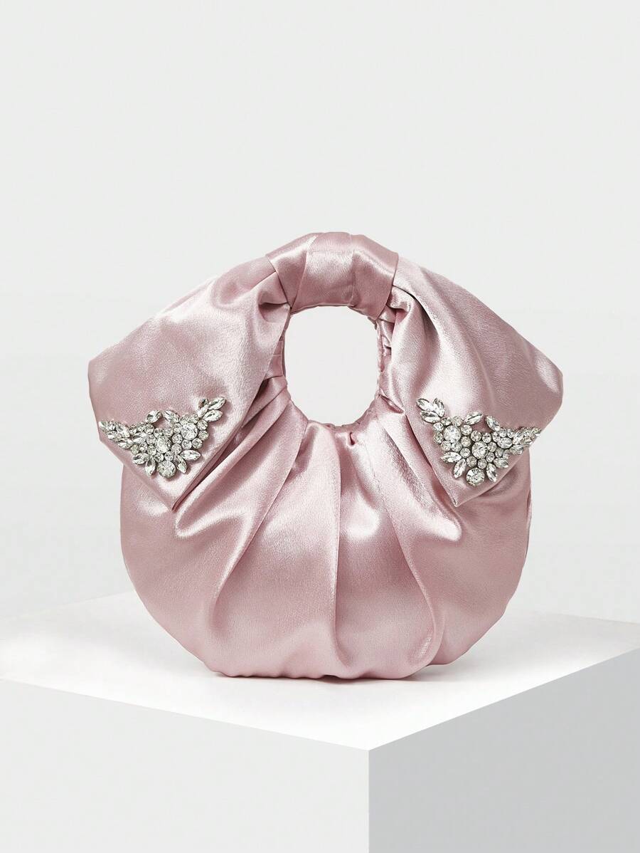 MOTF PREMIUM WOMEN'S ELEGANT BOW DECOR RUCHED TOP HANDLE BAG, VALENTINES, CUTE BOW BAG FOR WOMEN - Pink - View 2