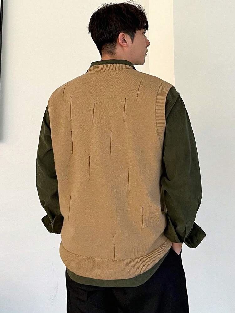 Men's Casual Solid Color Sleeveless Knit Sweater Vest