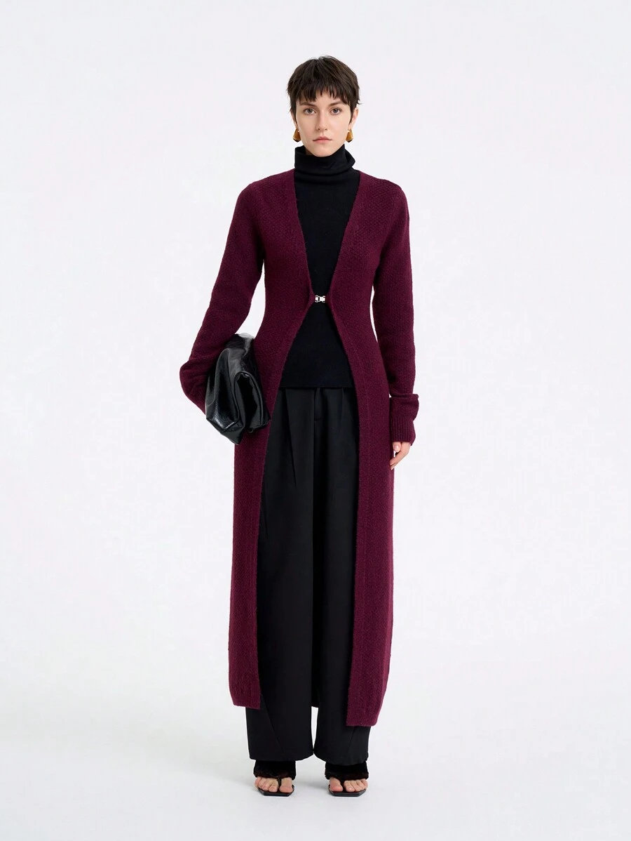 Aalyst 女士纯色长袖休闲长款开衫，秋冬