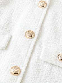 Franclia 白色优雅提花针织长袖大衣 - 白色 - 查看 5