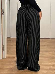 SHEIN ICON Ultra Low Rise Fold-Over Waistband Loose Wide Leg Pants