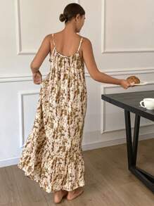 DAZY Camisón largo de tirantes finos con estampado de teñido anudado