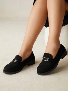 CUCCOO CURVES Plus Wide Fit Flat Thick Sole Black Loafer Shoes, Slip-On School/Casual Style, Suitable For All Seasons For Christmas And New Year Holiday Vibe Fall And Winter - Black - View 10